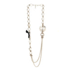 Metal Pearl Chain CC Paris Pendant Long Necklace Light Gold