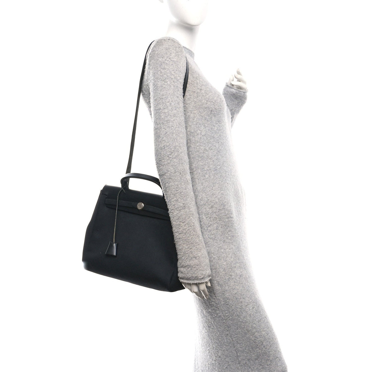 Toile Vache Calfskin Herbag 30 PM Ficelle Black