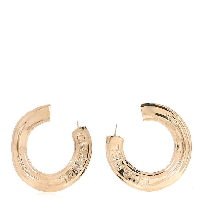 Logo Hoop Earrings Gold Hover Image