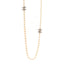 Pearl Baguette Crystal Long CC Necklace Gold