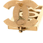 Metal Crystal CC Boy Drop Earrings Gold