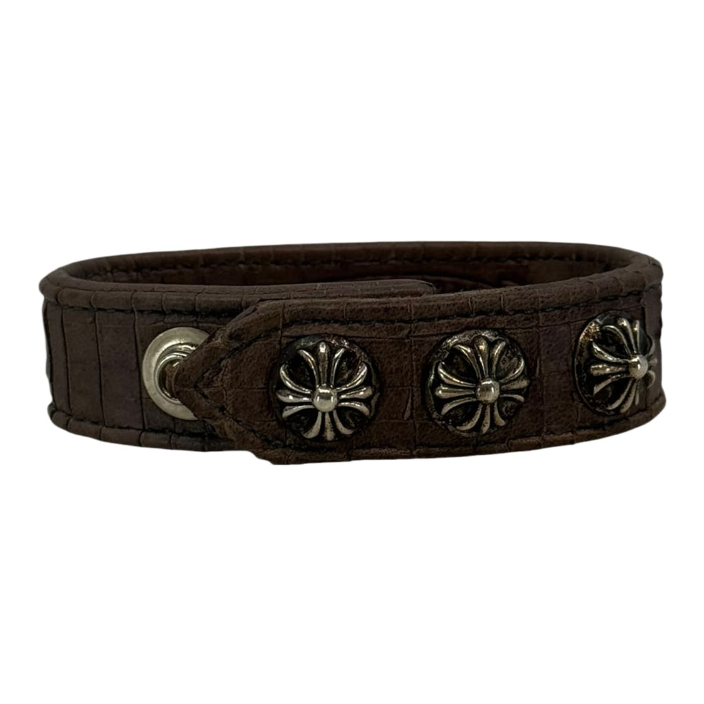 Chrome Hearts Brown Leather Snap Bracelet