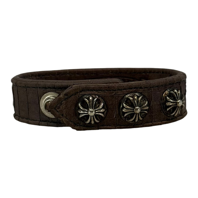 Chrome Hearts Brown Leather Snap Bracelet Hover Image