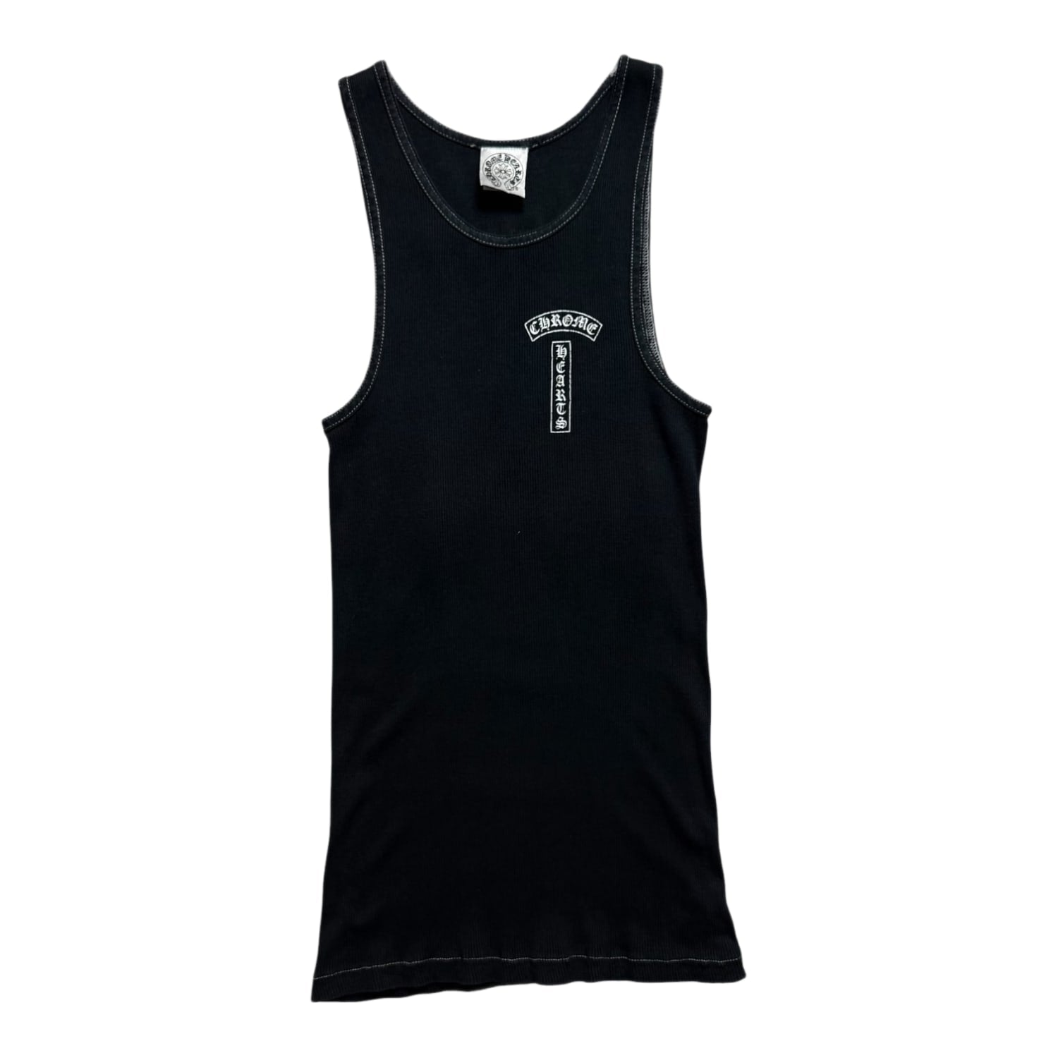 Chrome Hearts Vintage Ribbed Logo Celtic Cross Fuck You Tank Top Black