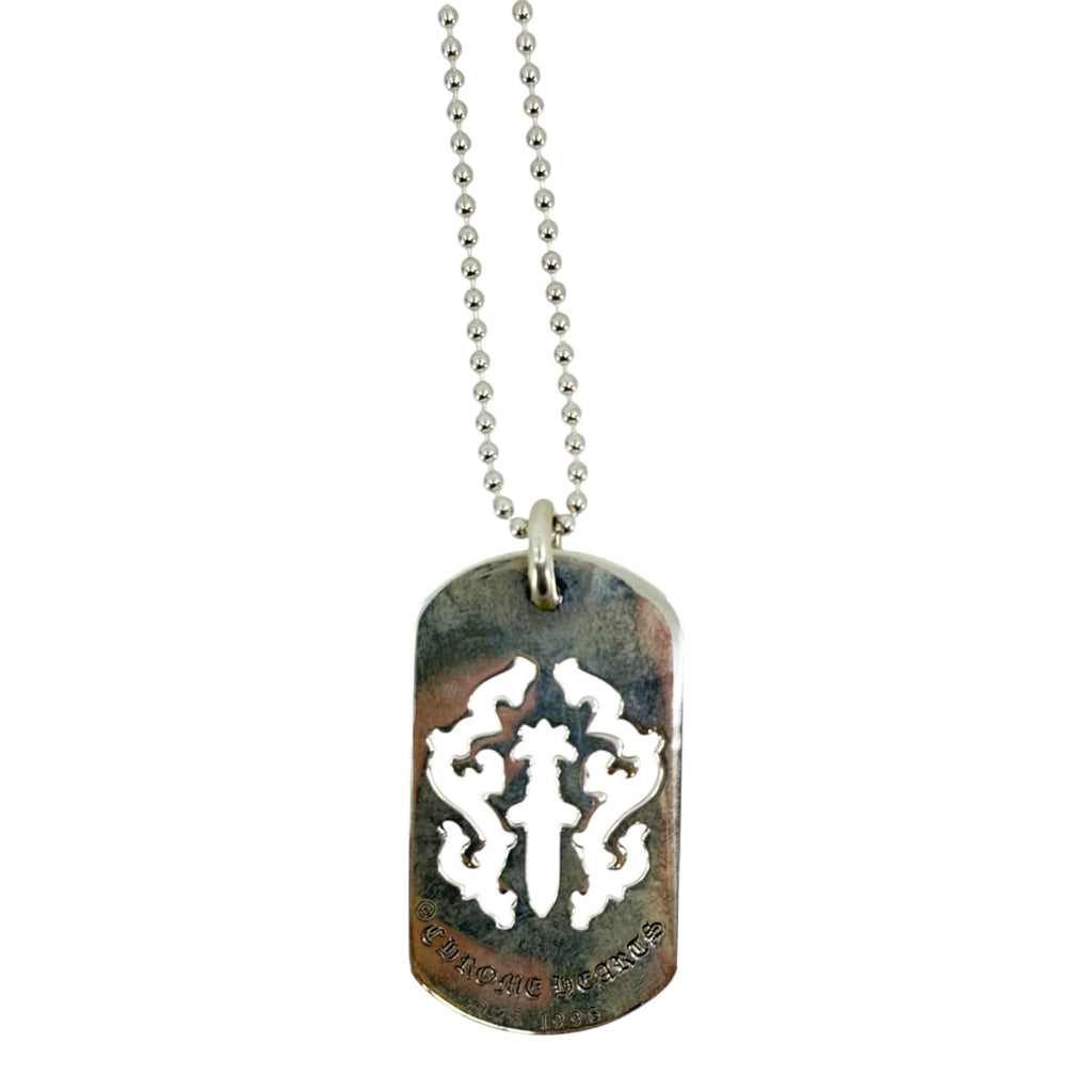 Chrome Hearts Silver Vine Dagger Cutout Dog Tag Pendant
