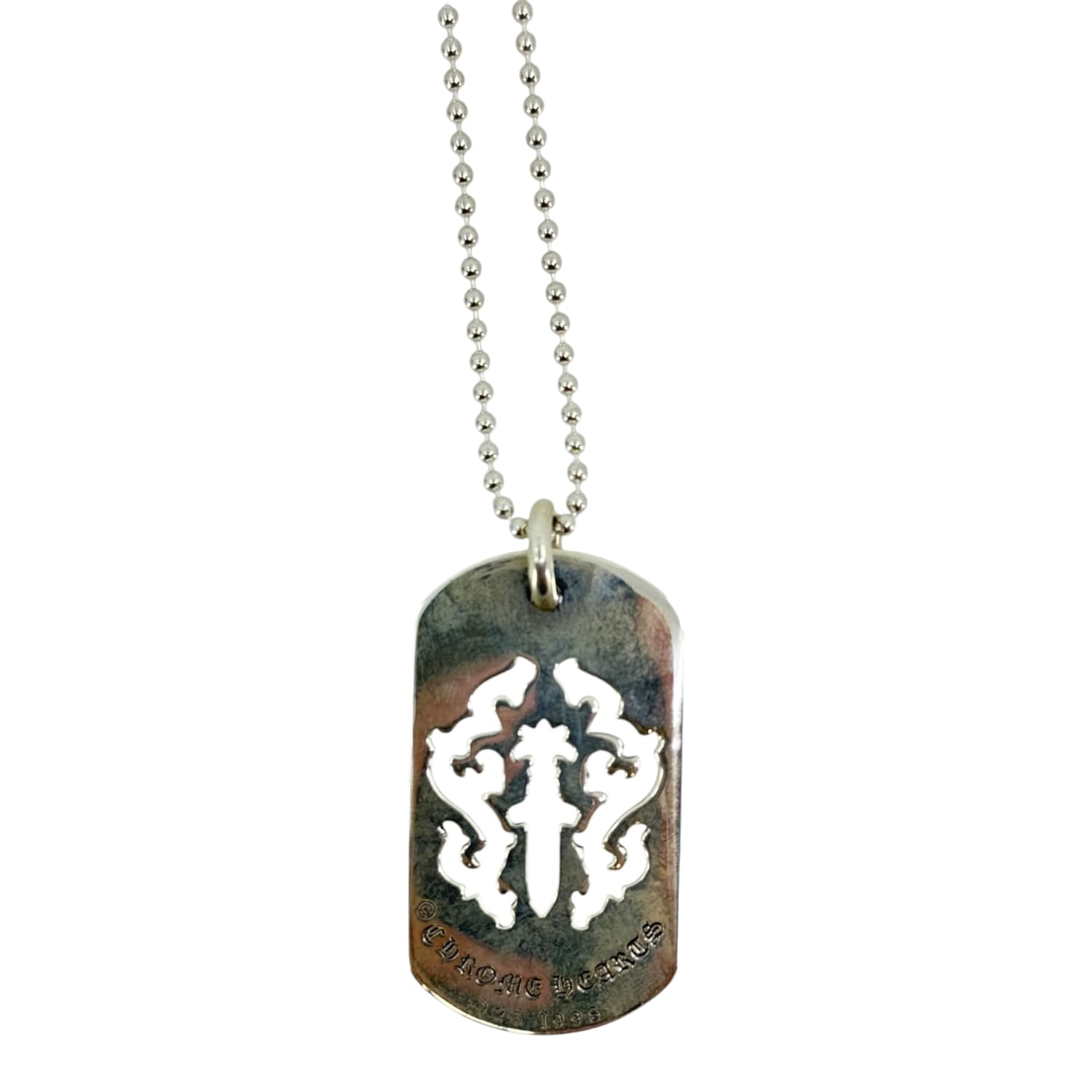 Chrome Hearts Silver Vine Dagger Cutout Dog Tag Pendant