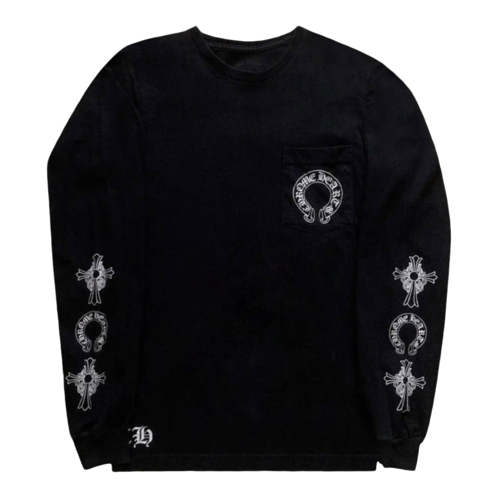 Chrome Hearts Vintage Cross Sleeve Long-Sleeve Pocket T-Shirt Black