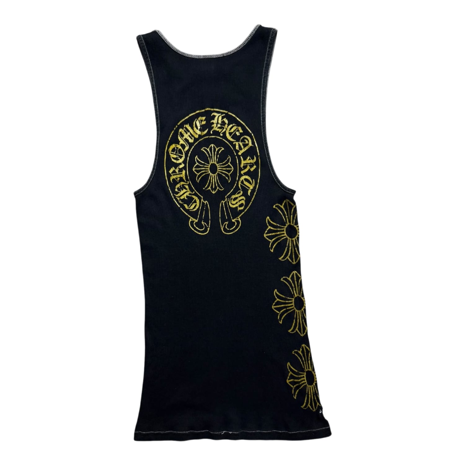 Chrome Hearts Vintage Triple Cross Plus Tank Top Black/Gold