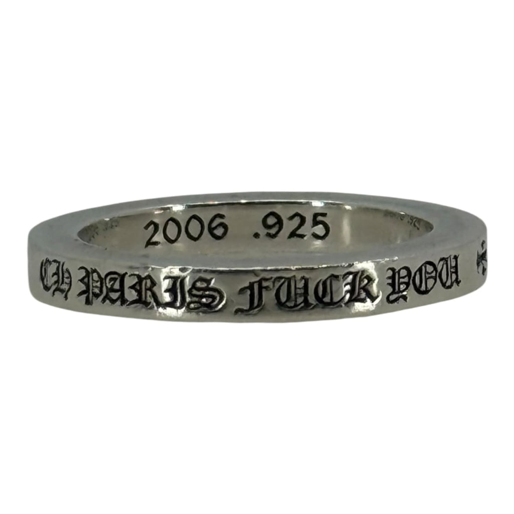 Chrome Hearts Silver CH Paris Fuck You 3MM Ring - US Size 8