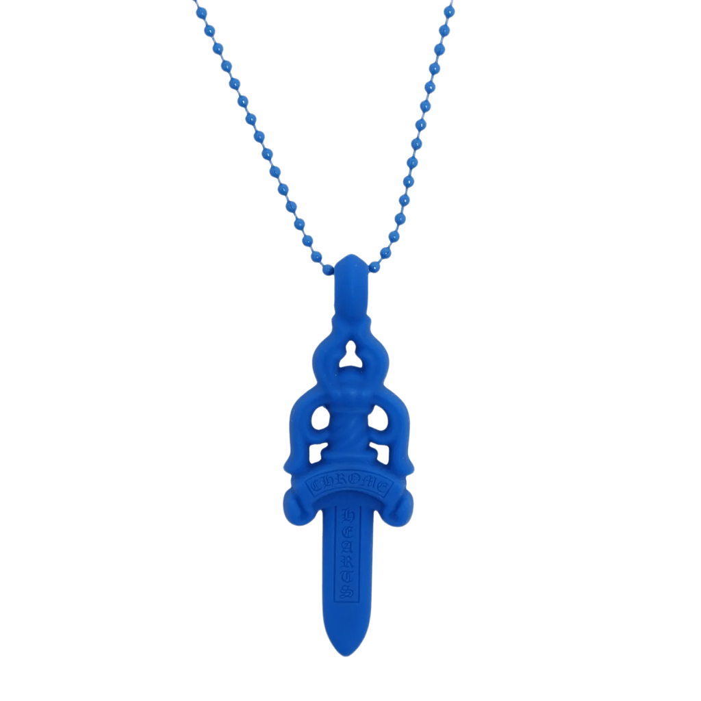 Chrome Hearts Silichrome Dagger Necklace Blue