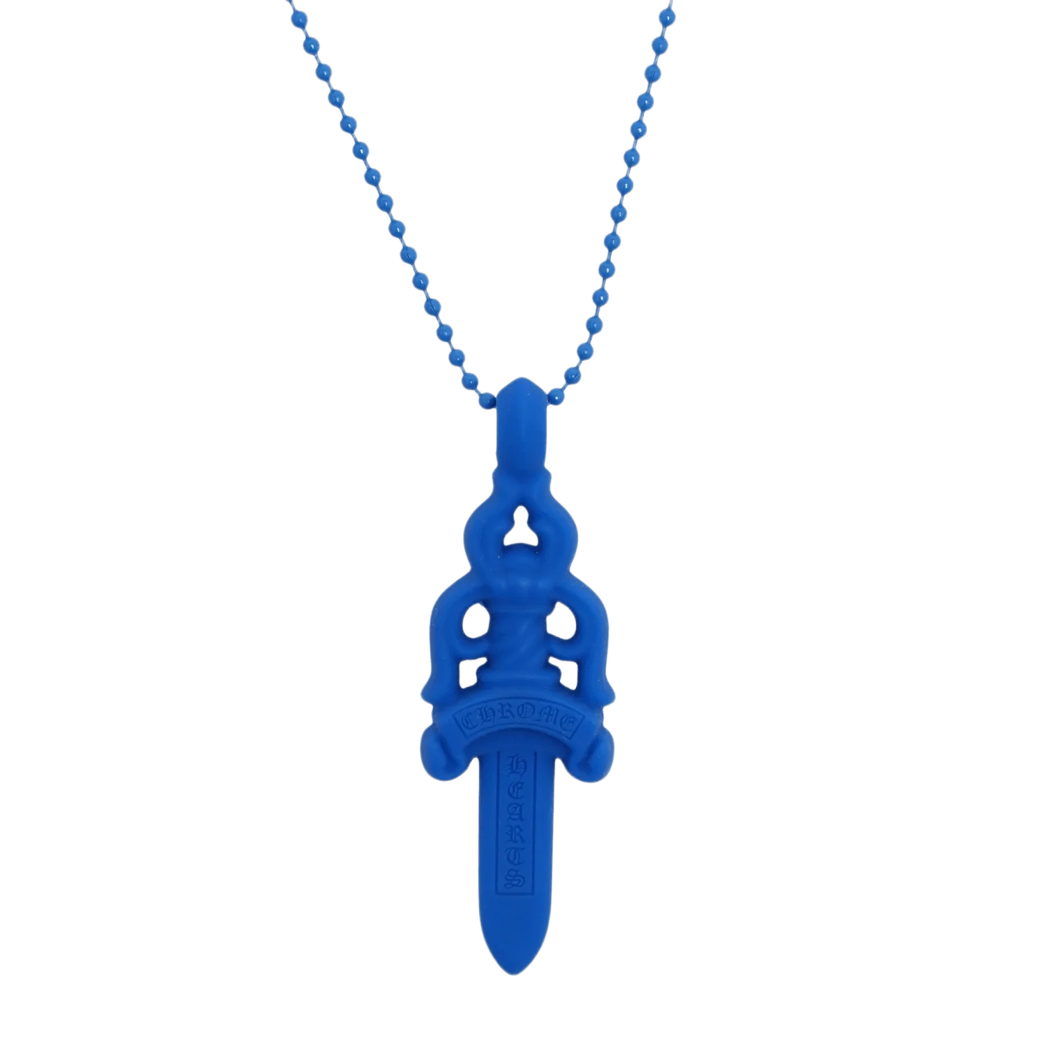Chrome Hearts Silichrome Dagger Necklace Blue