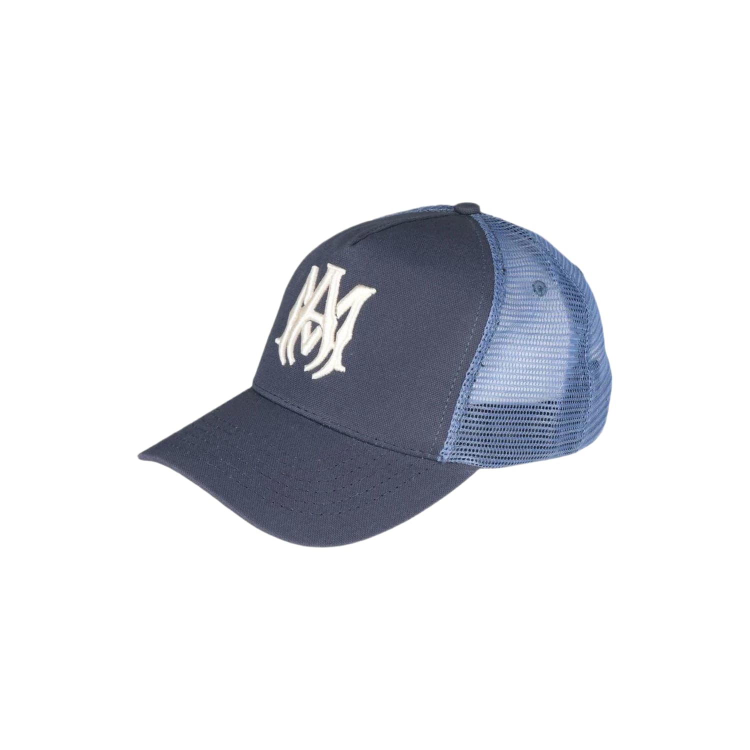Amiri MA Logo Trucker Hat Navy Blue