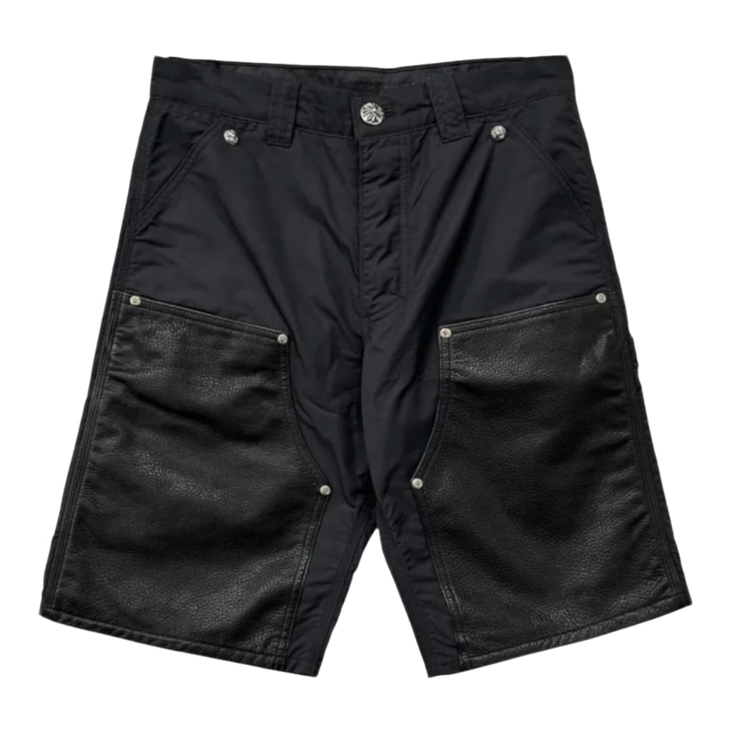 Chrome Hearts Nylon Leather Double Knee Carpenter Shorts Black