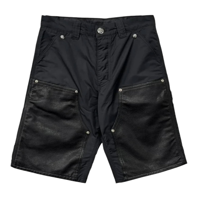 Chrome Hearts Nylon Leather Double Knee Carpenter Shorts Black Hover Image