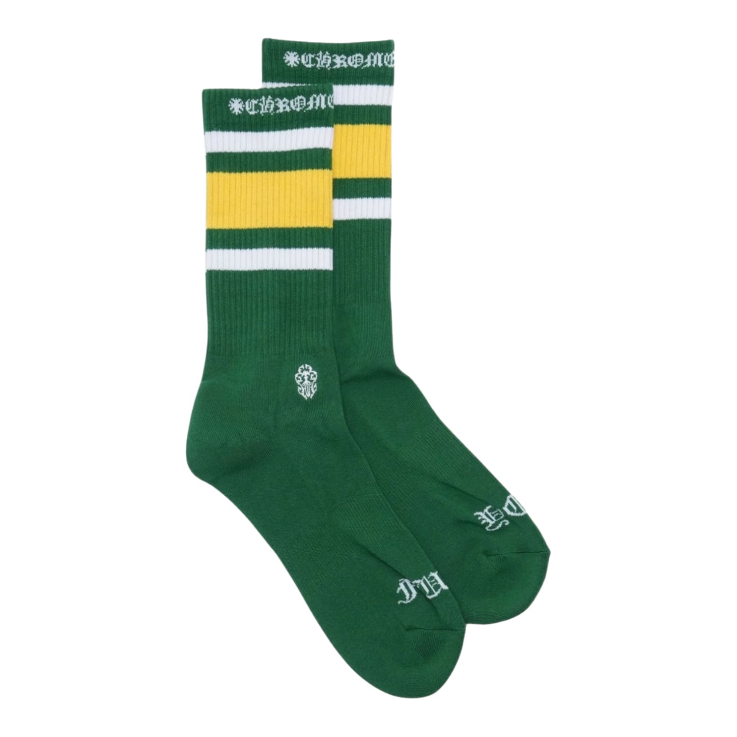 Chrome Hearts Fuck You Striped Socks Green/Yellow