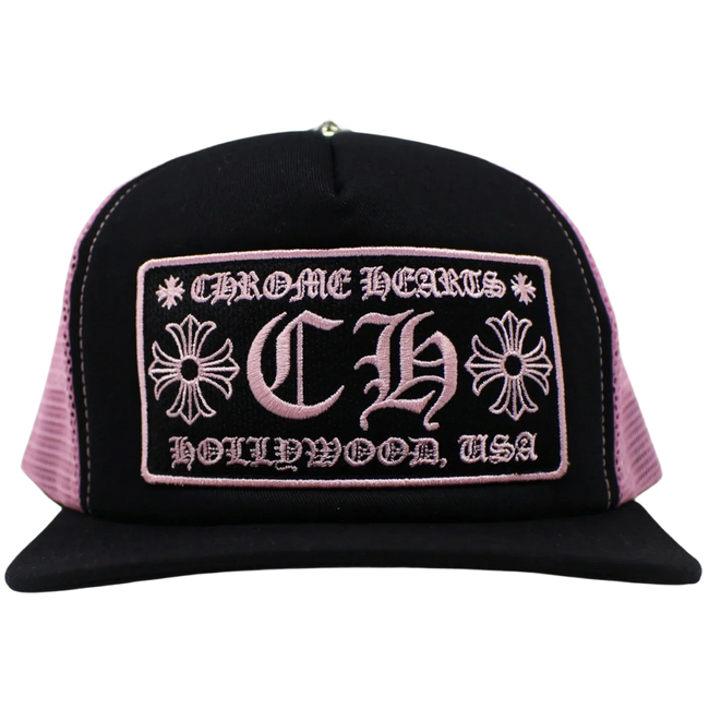 Chrome Hearts CH Hollywood Trucker Hat Black/Pink Hover Image