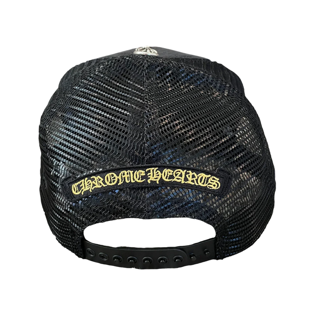 Chrome Hearts CH Hollywood Corduroy Trucker Hat Black/Gold Main Image