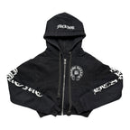 Chrome Hearts Bella Hadid Horseshoe Logo Cropped Hoodie Black/White