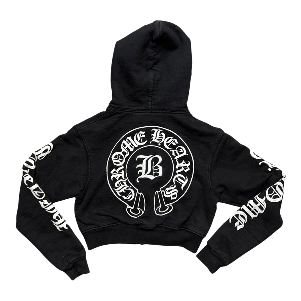 Chrome Hearts Bella Hadid Horseshoe Logo Cropped Hoodie Black/White