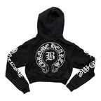 Chrome Hearts Bella Hadid Horseshoe Logo Cropped Hoodie Black/White