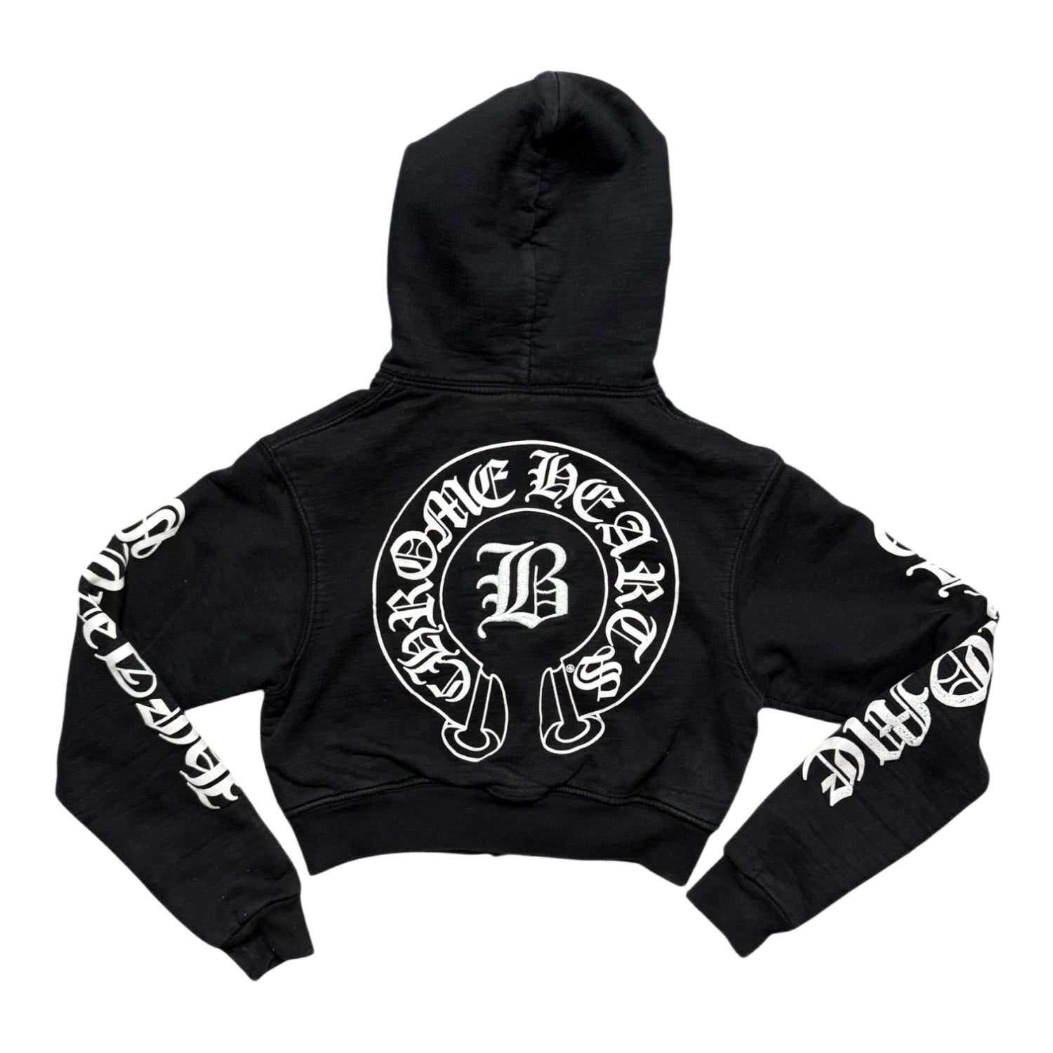 Chrome Hearts Bella Hadid Horseshoe Logo Cropped Hoodie Black/White