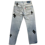 Chrome Hearts Levi’s 501 Cross Patch Jeans Light Wash