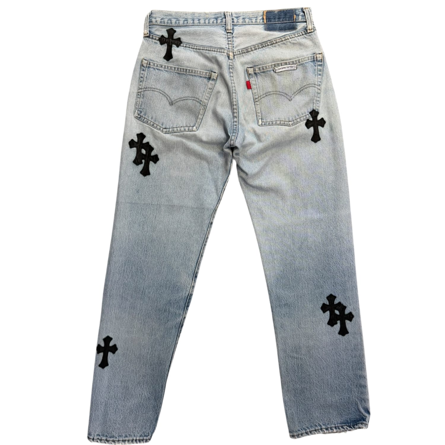 Chrome Hearts Levi’s 501 Cross Patch Jeans Light Wash