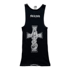 Chrome Hearts Vintage Ribbed Logo Celtic Cross Fuck You Tank Top Black