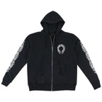 Chrome Hearts Horseshoe Floral Cross Sleeve Zip Up Hoodie Black