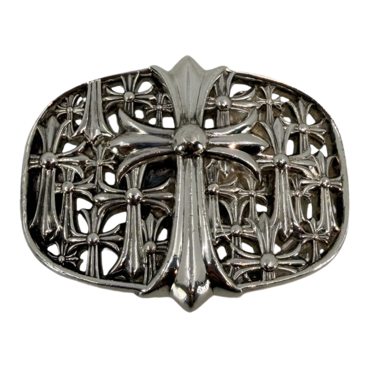 Chrome Hearts Silver Cemetery Cross Belt Buckle