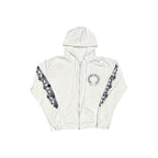 Chrome Hearts Horseshoe Floral Zip Up Hoodie White