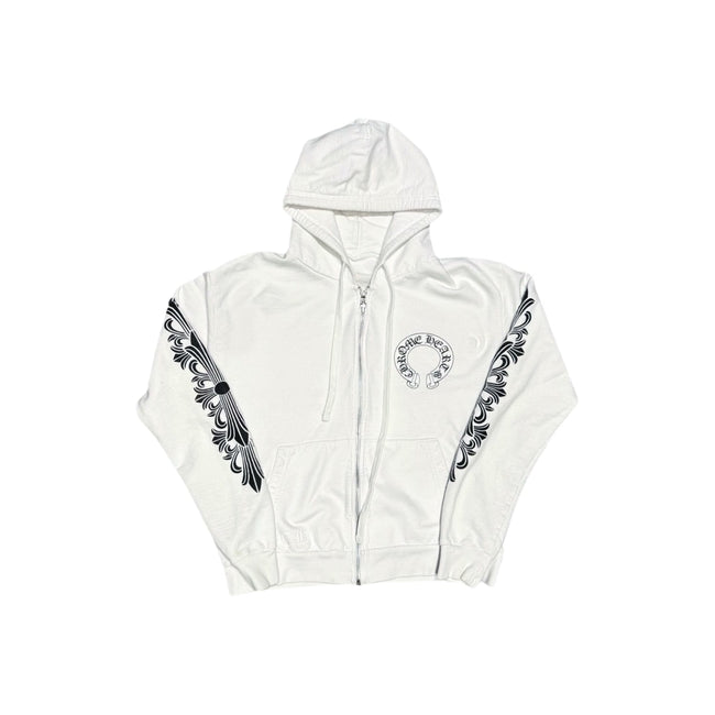 Chrome Hearts Horseshoe Floral Zip Up Hoodie White Hover Image
