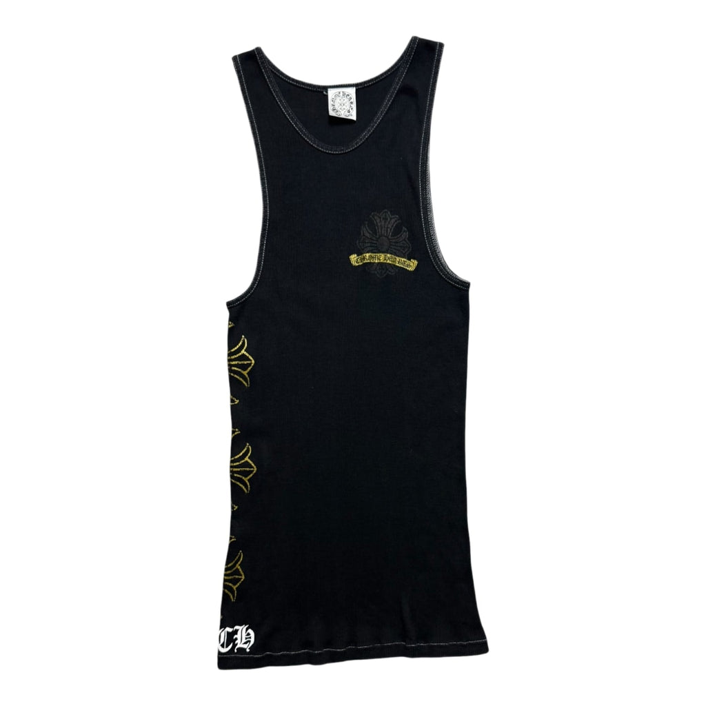 Chrome Hearts Vintage Triple Cross Plus Tank Top Black/Gold