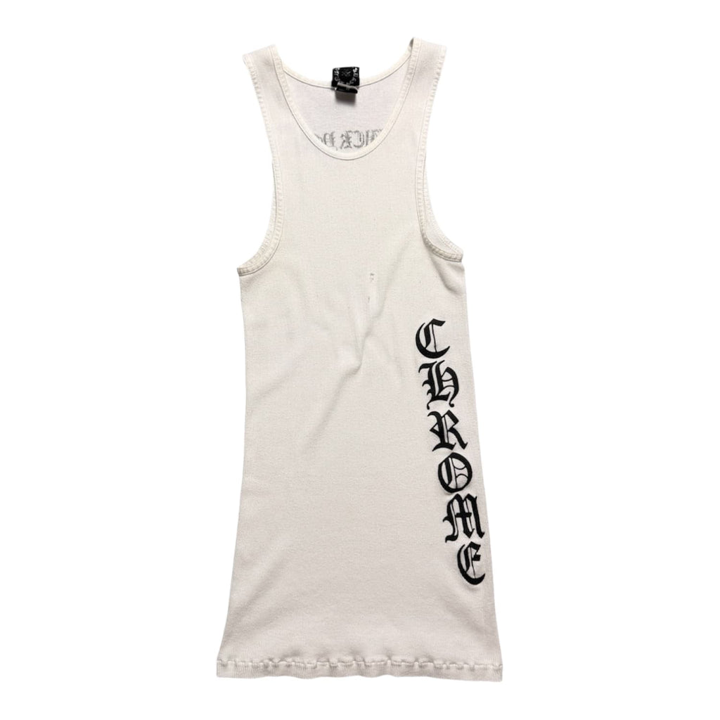 Chrome Hearts Vintage Ribbed Side Logo Fuck You Tank Top White