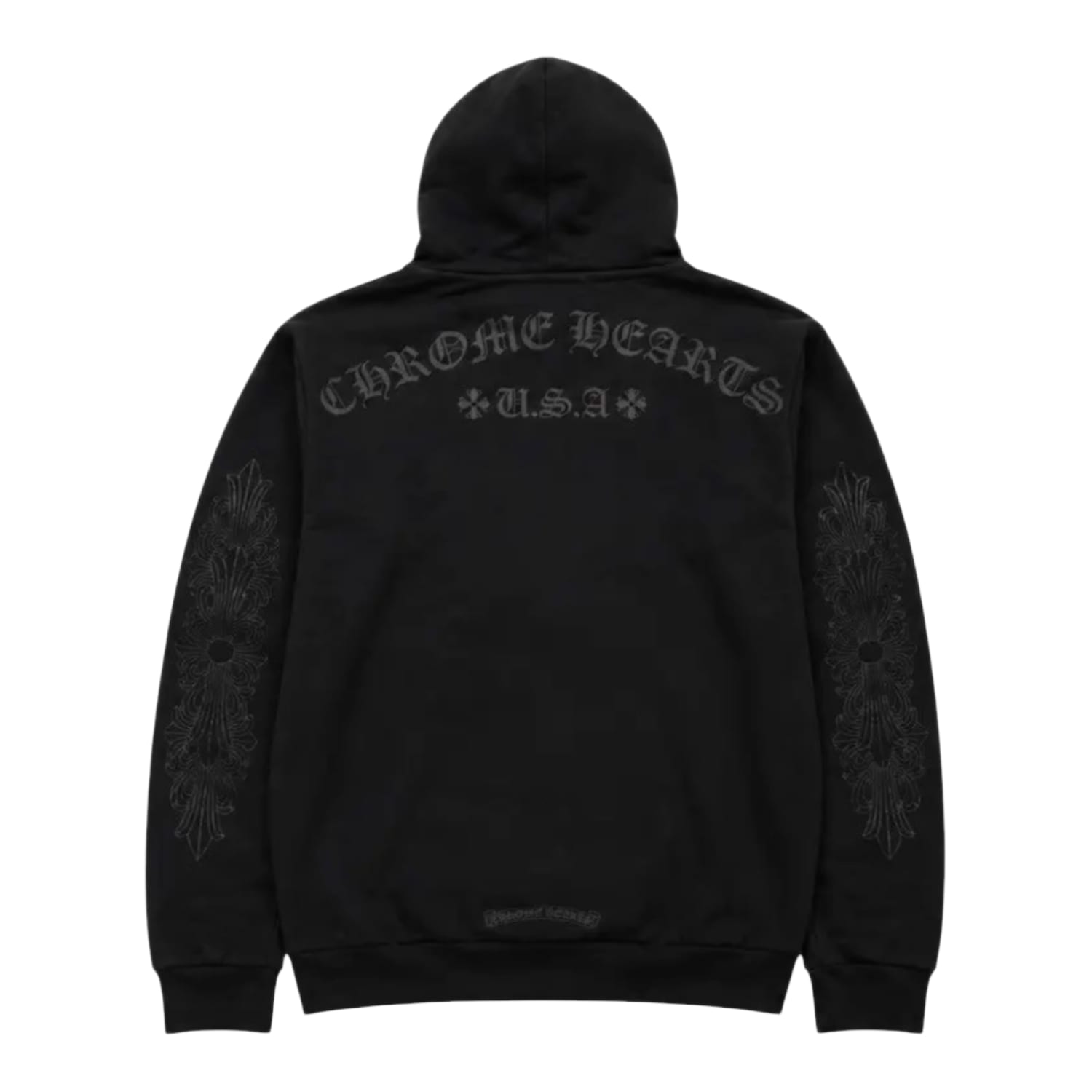 Chrome Hearts Black Pullover Horseshoe Floral Hoodie