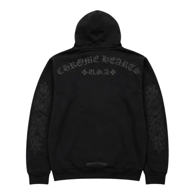 Chrome Hearts Black Pullover Horseshoe Floral Hoodie Hover Image