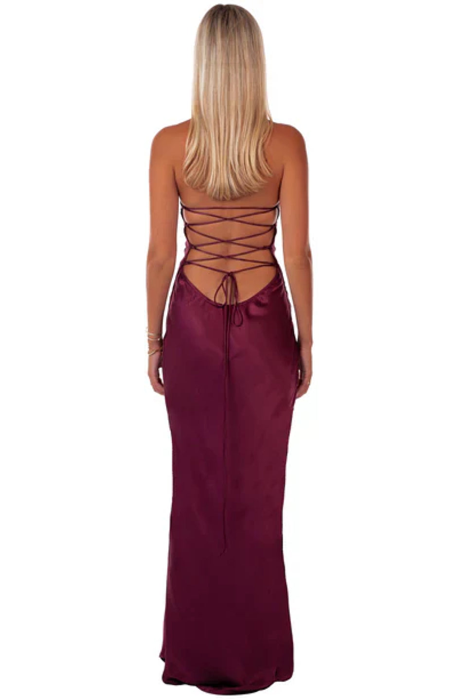 Burgundy Sequin Corset Fishtail Gown