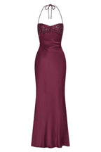 Burgundy Sequin Corset Fishtail Gown