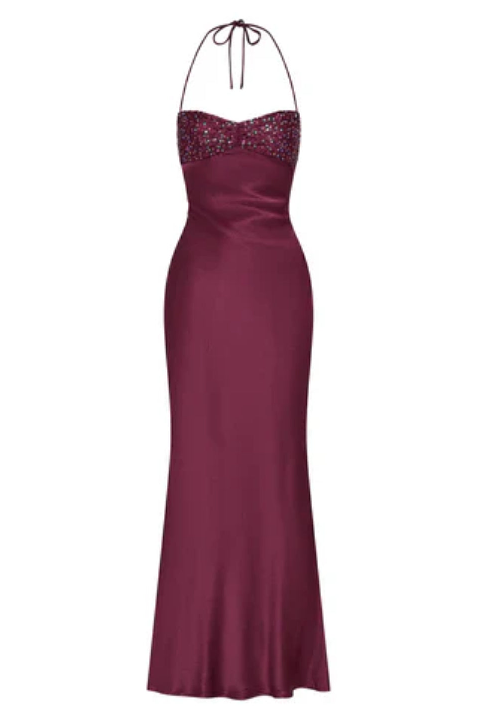 Burgundy Sequin Corset Fishtail Gown