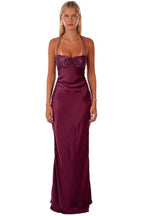 Burgundy Sequin Corset Fishtail Gown