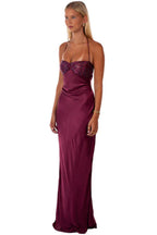 Burgundy Sequin Corset Fishtail Gown
