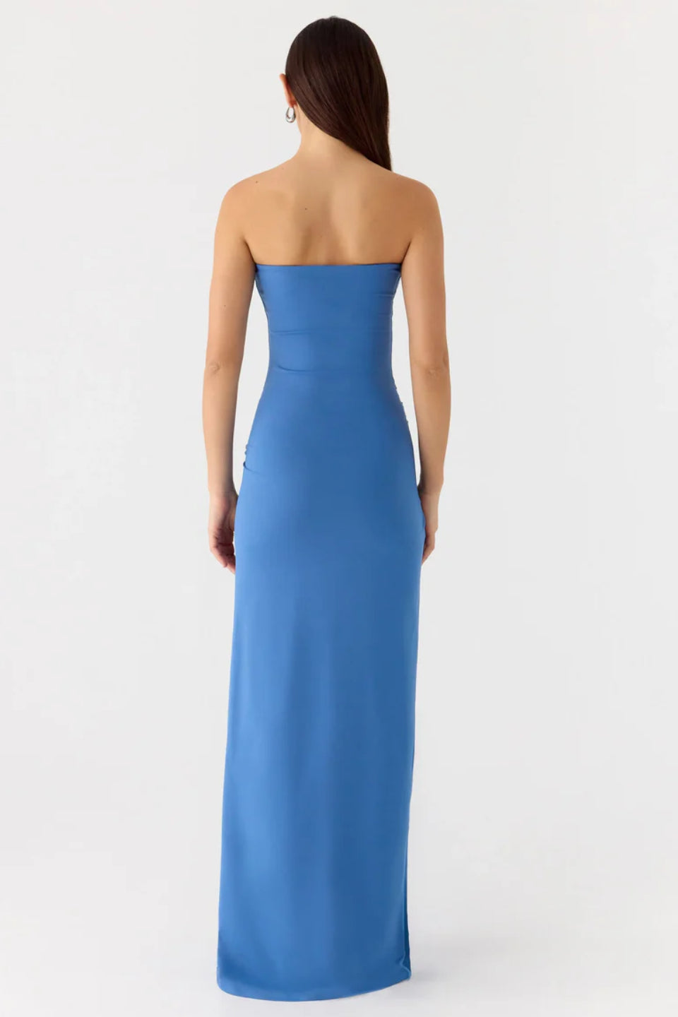 Blue Bandeau Twist Bow Maxi Dress