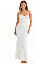 White Lace Corset Fishtail Gown