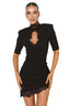 Black Lace Collar Cutout Mini Dress