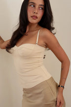 Yellow Corset Ruched Cami Top