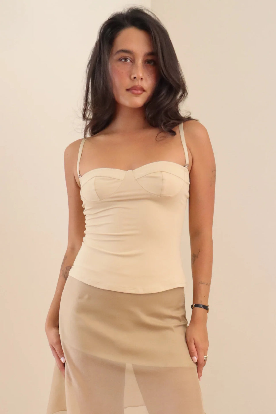Yellow Corset Ruched Cami Top