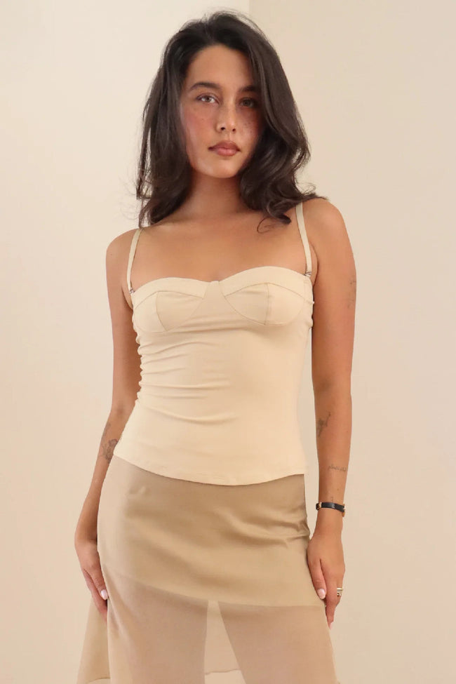 Yellow Corset Ruched Cami Top Hover Image