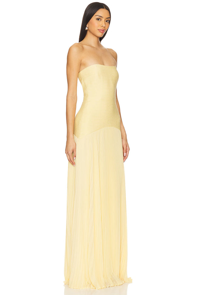 Cream Bandeau Pleated Maxi Gown Main Image