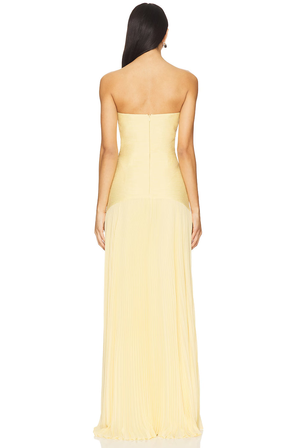 Cream Bandeau Pleated Maxi Gown