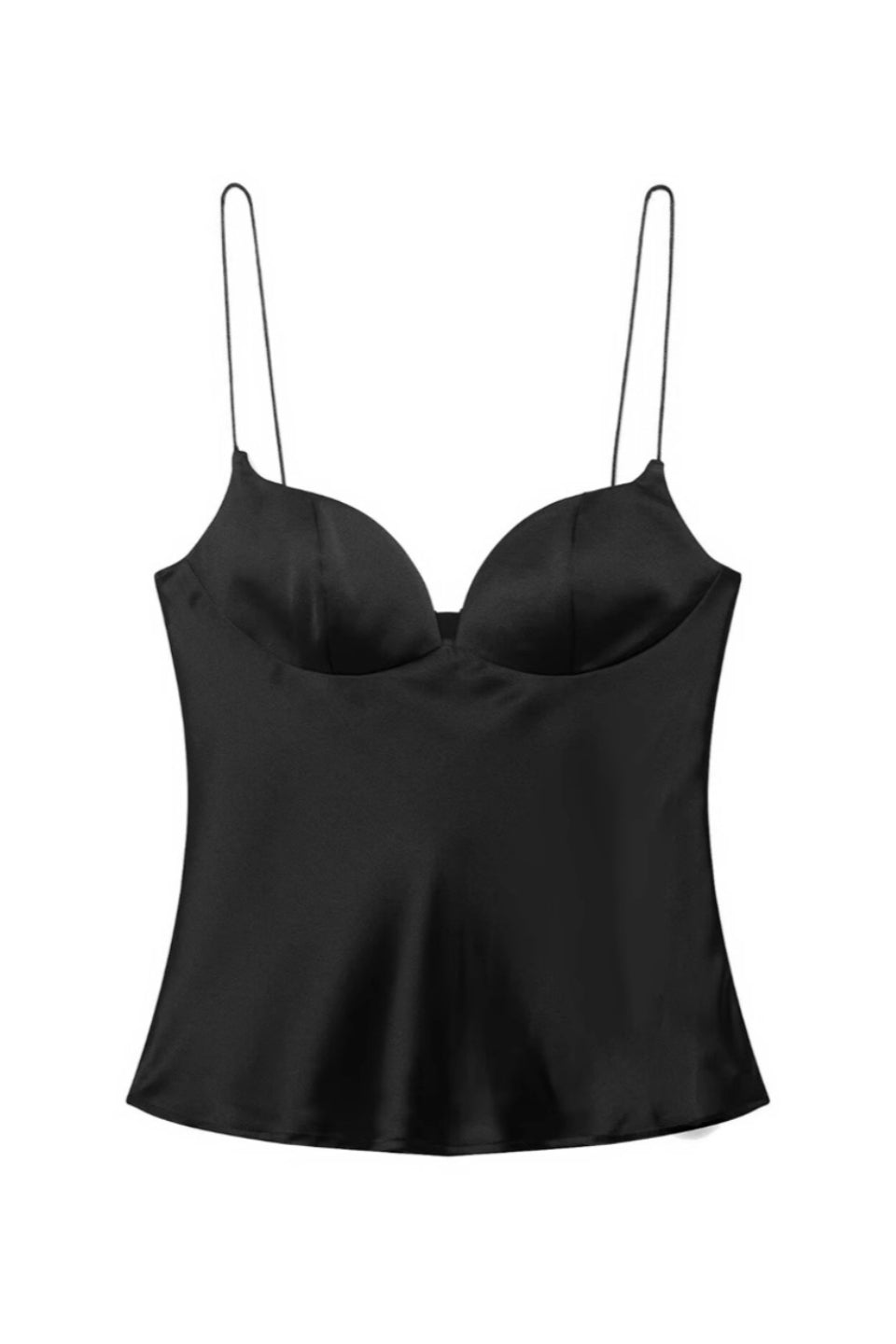 Black Satin Corset Cami Top